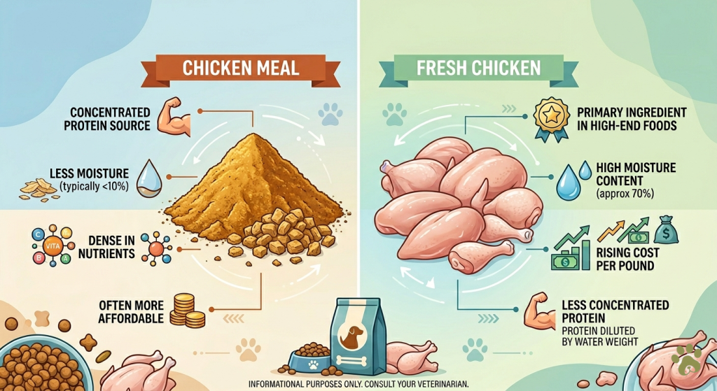 Comparison-of-high-protein-dog-food-ingredients-chicken-meal-versus-fresh-chicken
