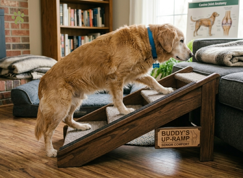 Ramp for senior dogs on couch wooden stairs dog mobility aid