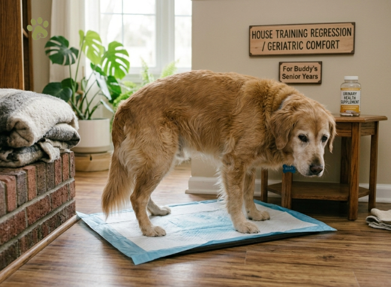 Senior dog peeing inside on pad house training regression geriatric