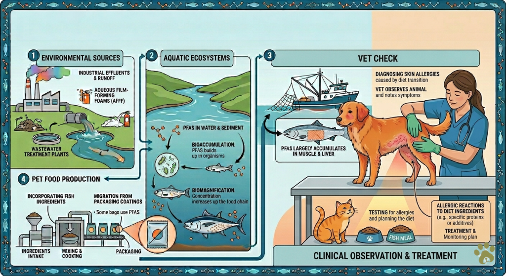 Vet-checking-a-dogs-skin-allergies-caused-by-diet-transition