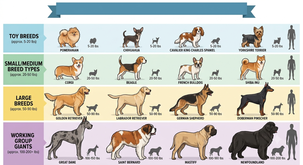 Mixed breed and purebred types of dogs side by side comparison