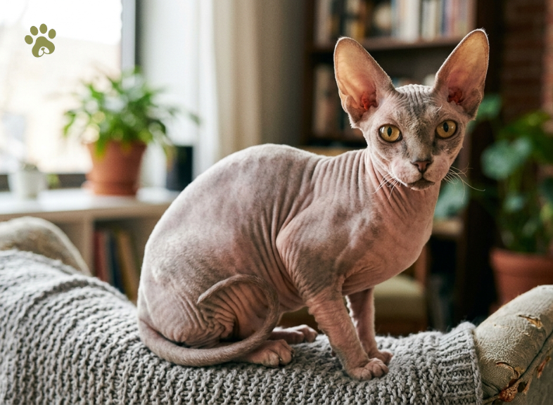 Sphynx cat a hairless type of cat with large ears